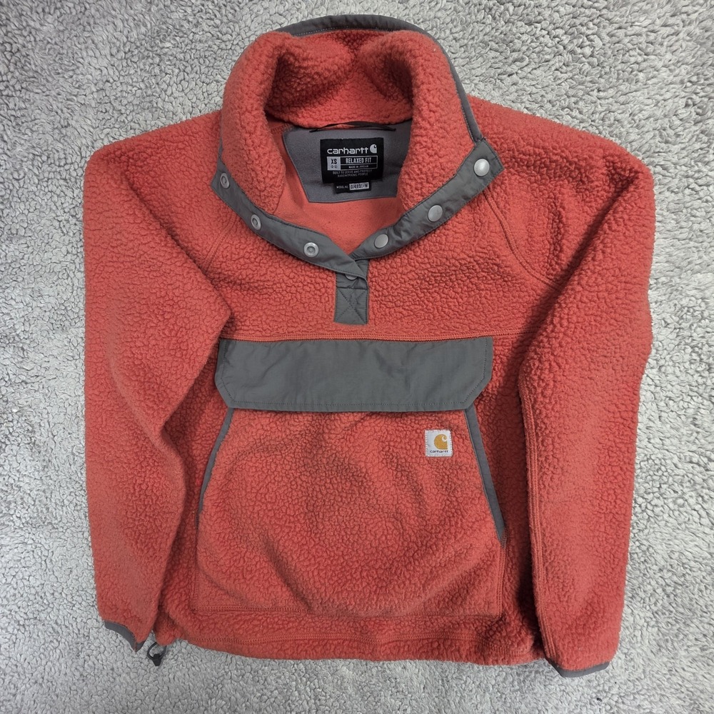 Carhartt Women's Size XS Sherpa Fleece Pullover Relaxed Fit OJ4991-W Brown